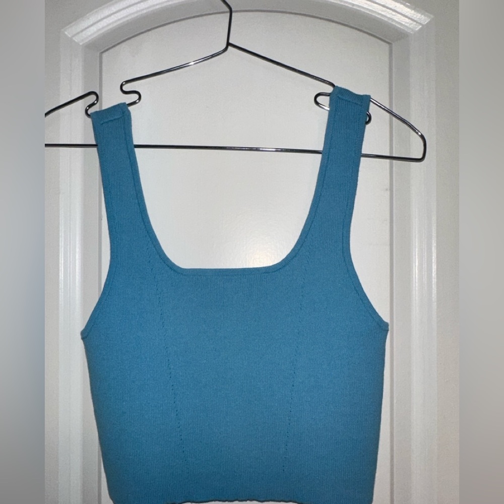 Apiece Apart Blue Knit ilia crop top
